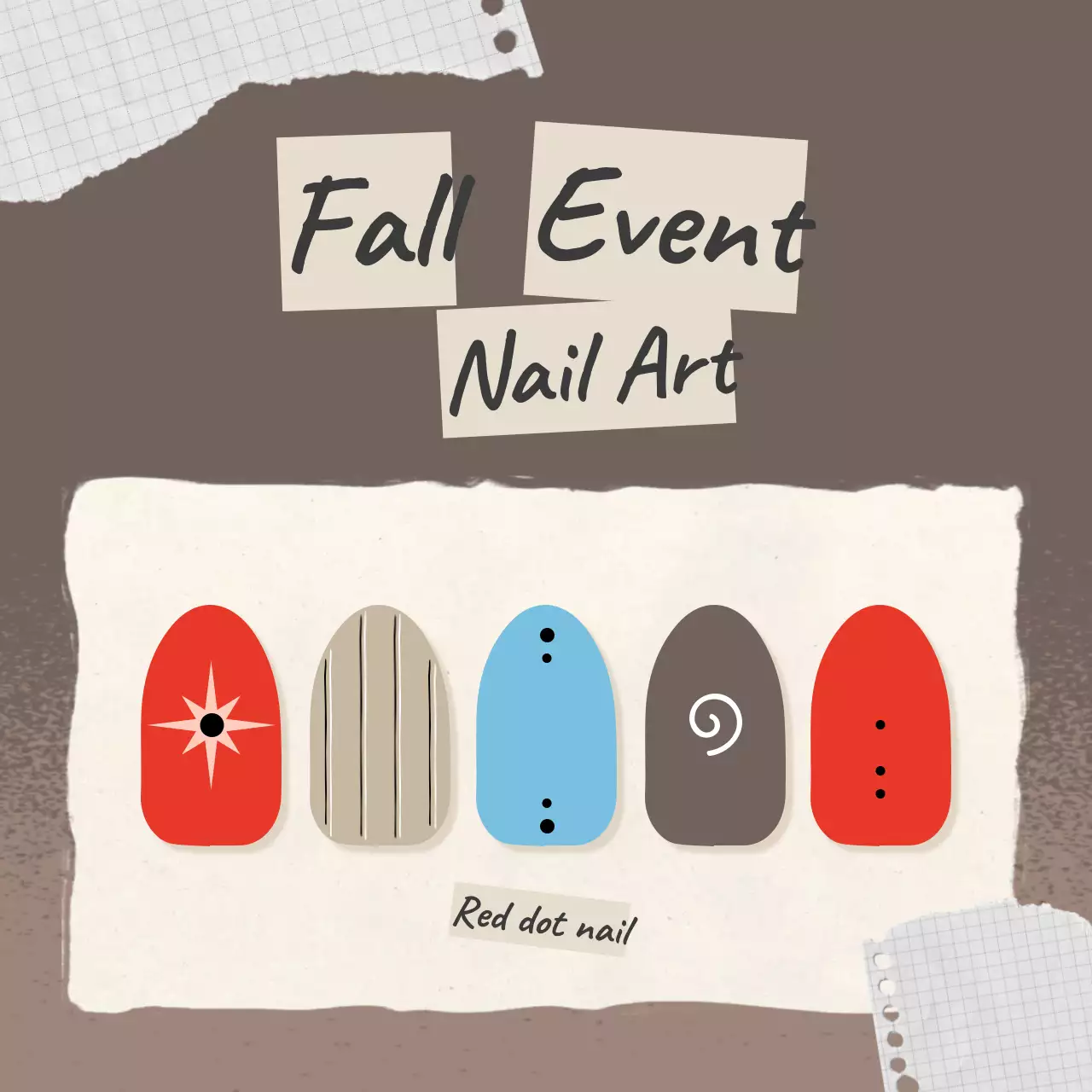 갈색 레드 빈티지 네일아트 이벤트