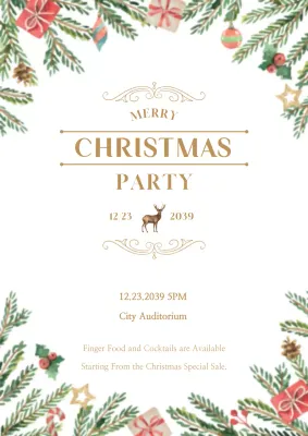 White Traditional Christmas Invitation Poster