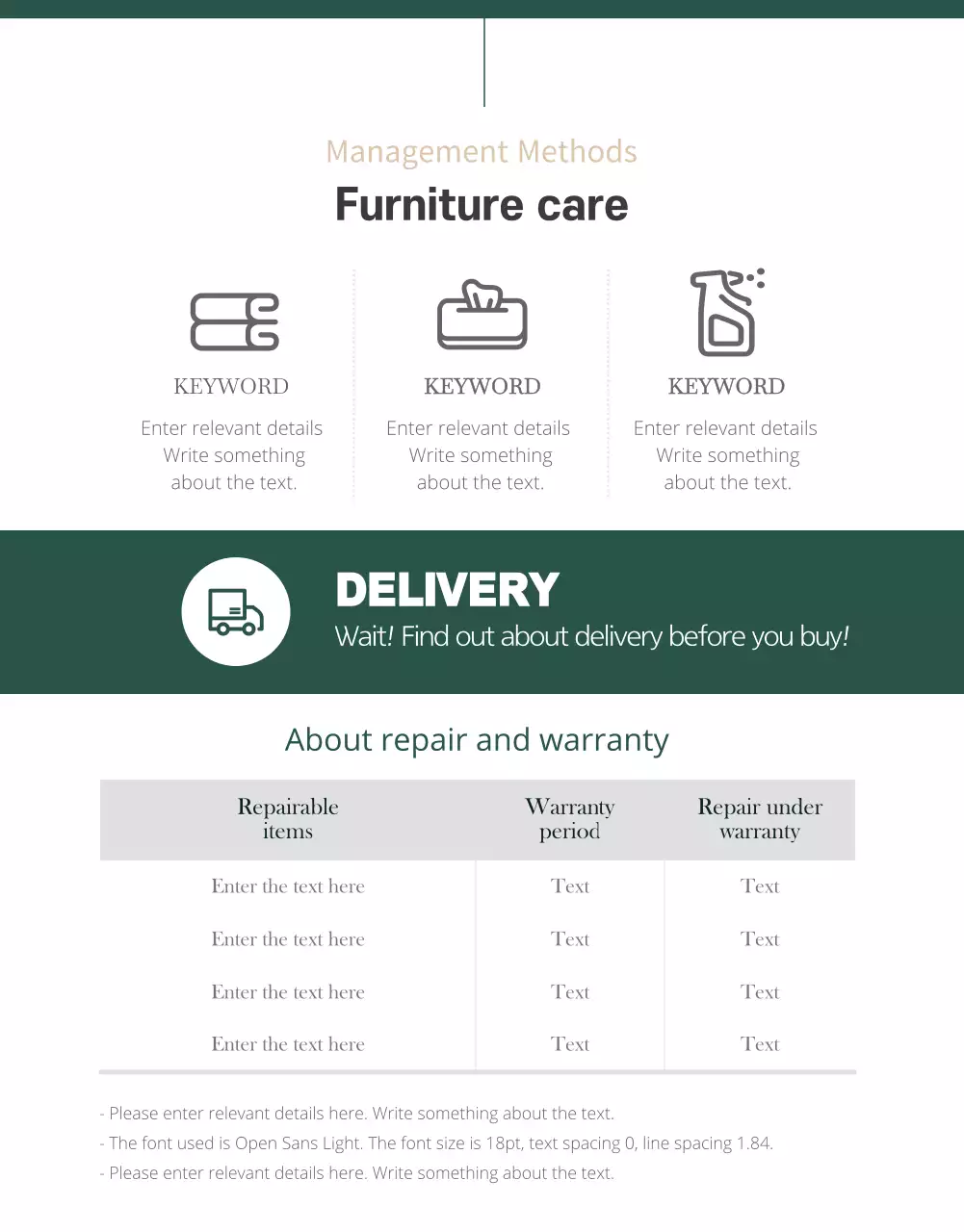 Furniture details page