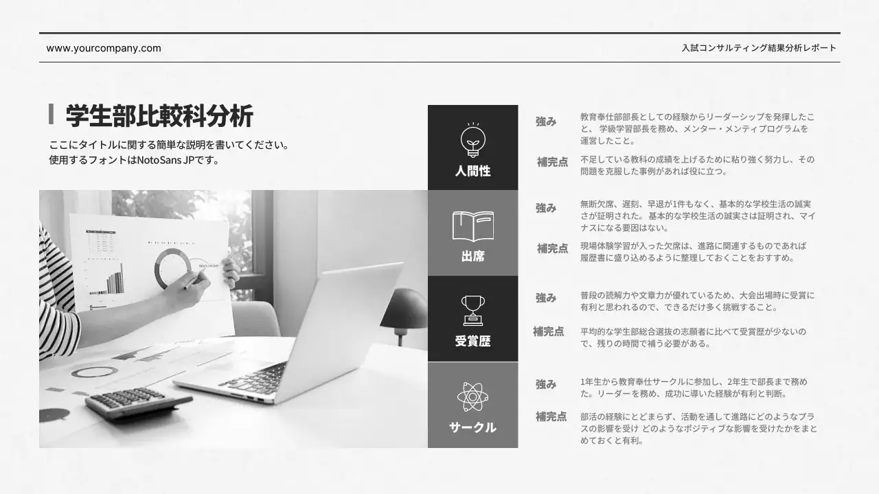 白黒 シンプル 教育 報告書 プレゼンテーション