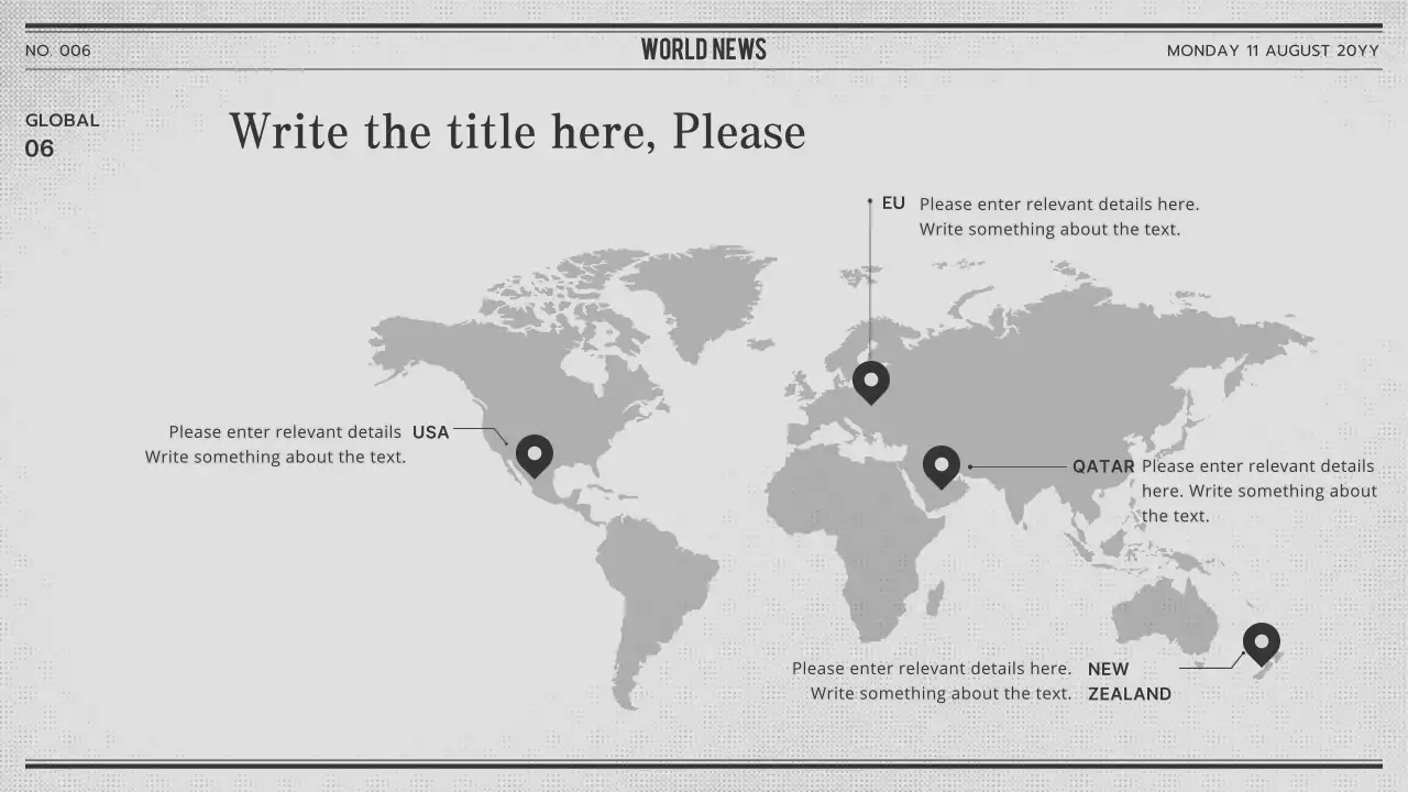 Newsclipping with a gray and red newspaper concept