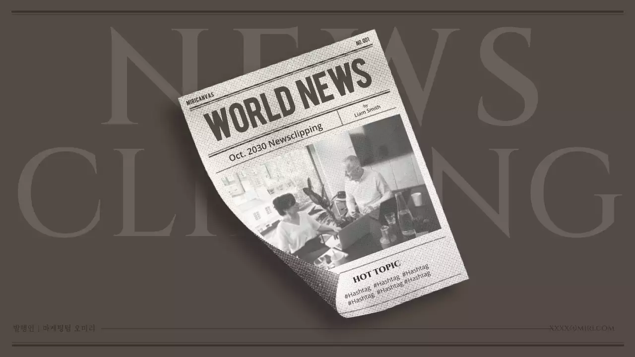 Newsclipping with a gray and red newspaper concept