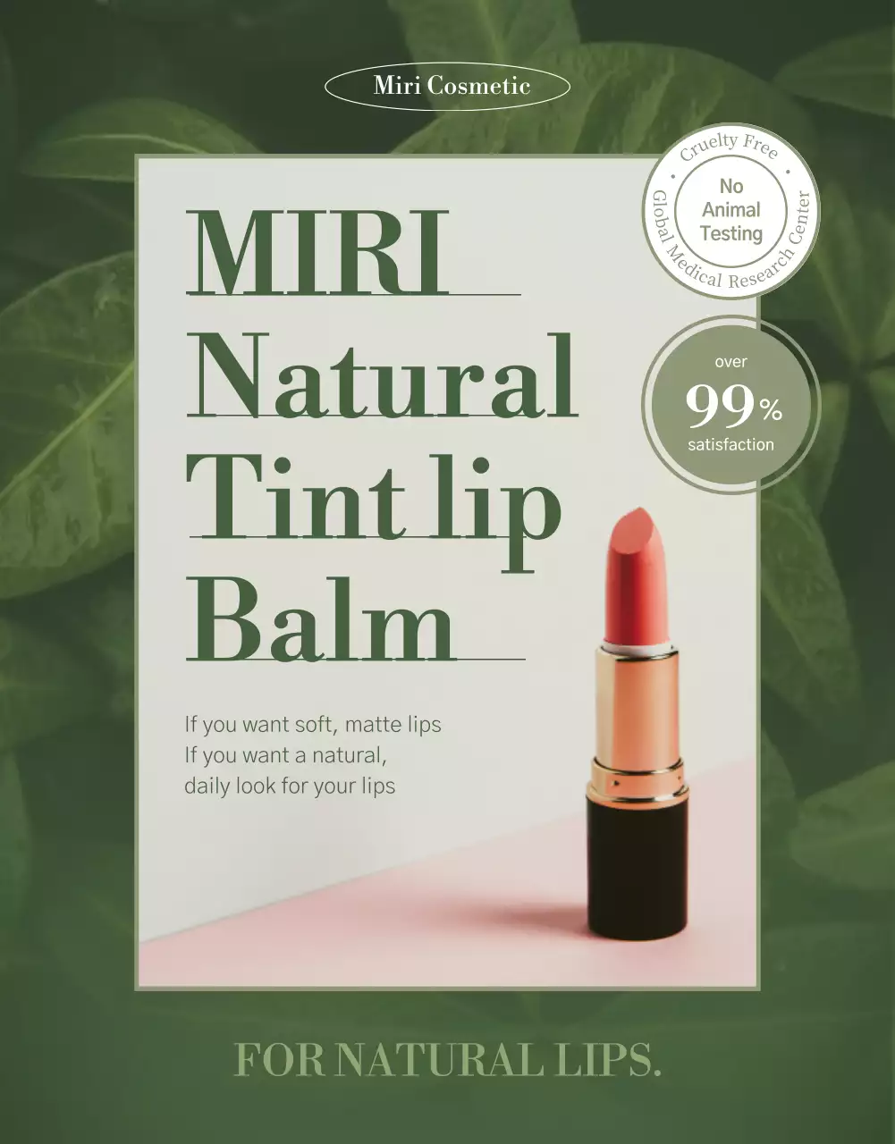 Simple Lip Balm Cosmetics in Green Color