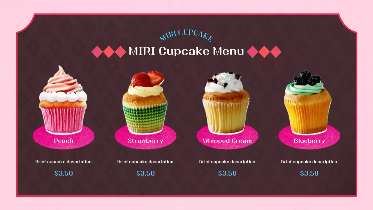 핑크 빈티지 컵케이크 비즈니스 프레젠테이션