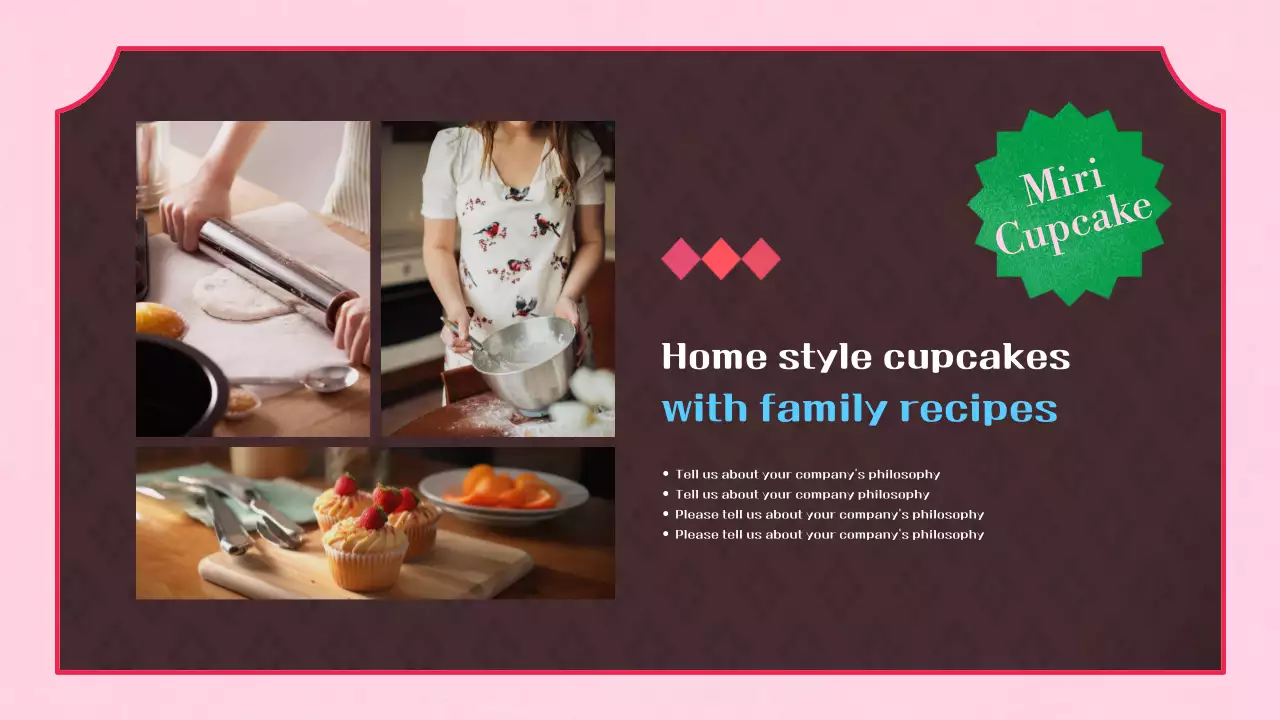 핑크 빈티지 컵케이크 비즈니스 프레젠테이션