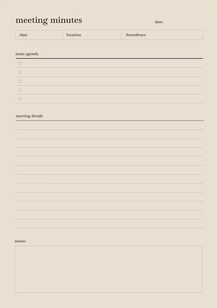 Beige Minimal Meeting Minutes Template