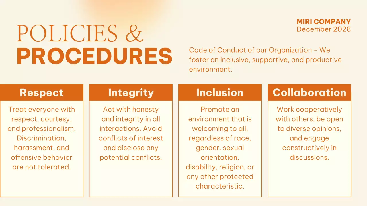 Orange Modern Employee Guide Presentation