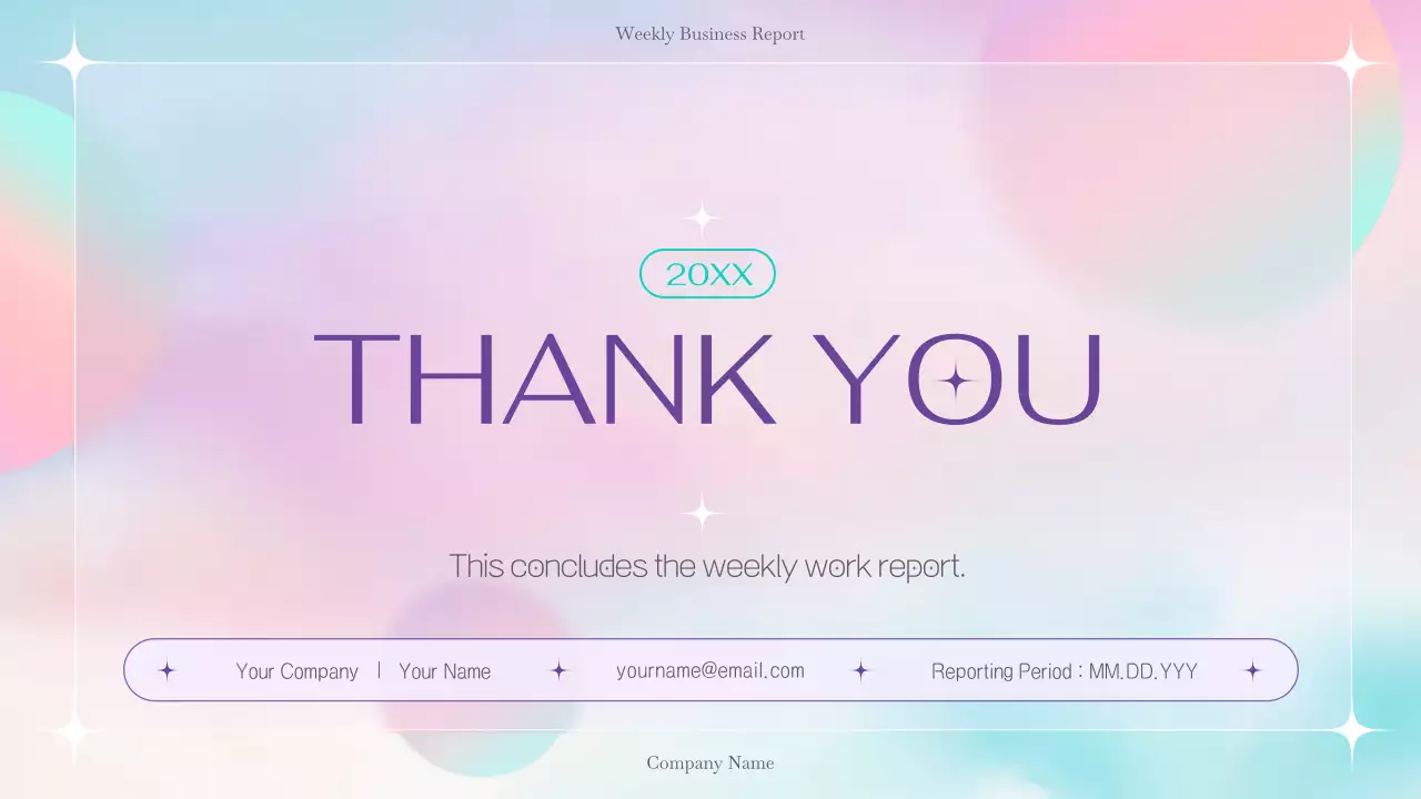 Simple and clean company weekly work report with mauve circles