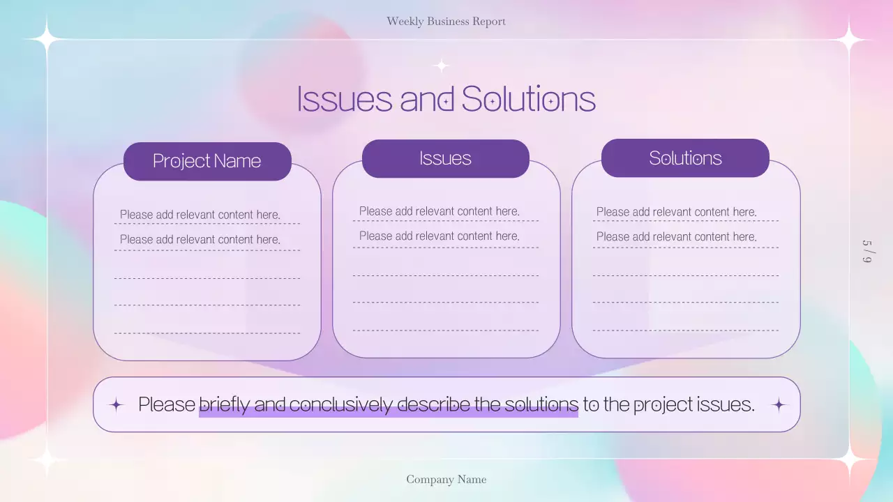 Simple and clean company weekly work report with mauve circles