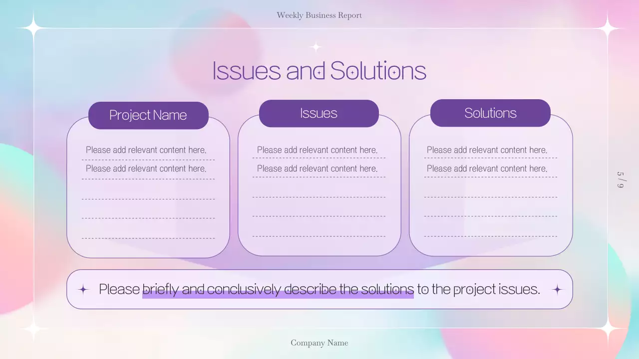 Simple and clean company weekly work report with mauve circles
