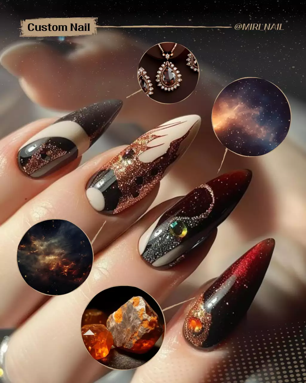 검정 빈티지 네일아트 포트폴리오