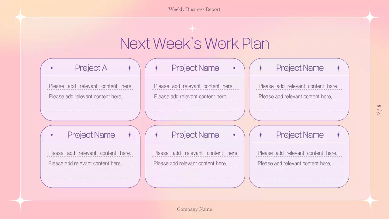Simple and clean company weekly work report with mauve circles