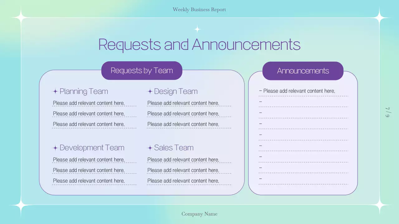 Simple and clean company weekly work report with mauve circles