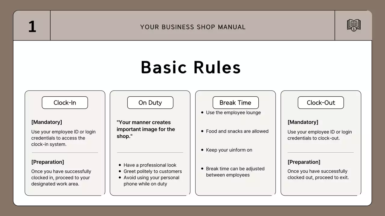Brown Simple Employee Manual Presentation