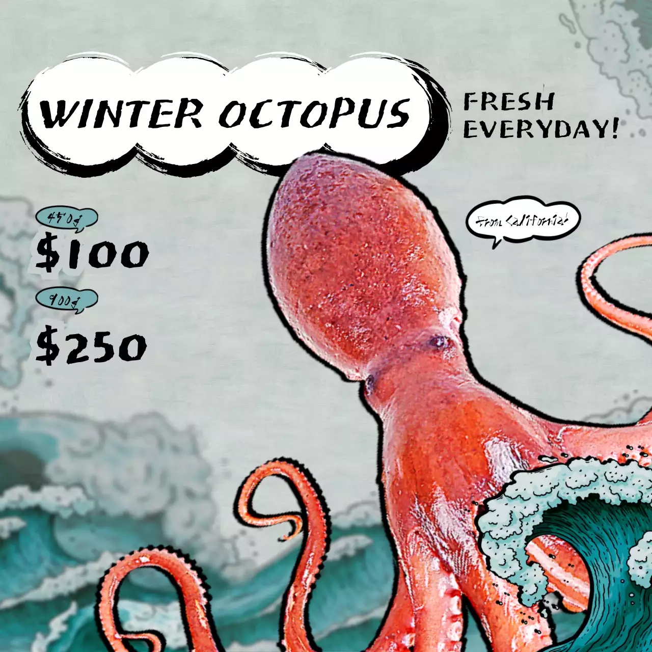 Red Retro Seafood Promotion Instagram Post