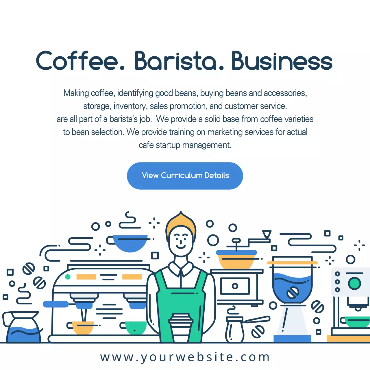 Blue Modern Coffee Course Instagram Post