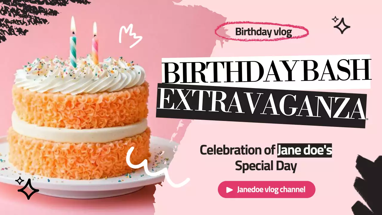 Pink Trendy Birthday Vlog YouTube Thumbnail