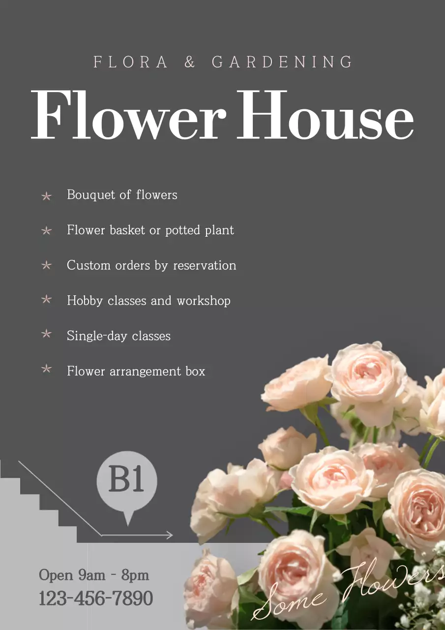 Grey Elegant Flower Promotion Poster