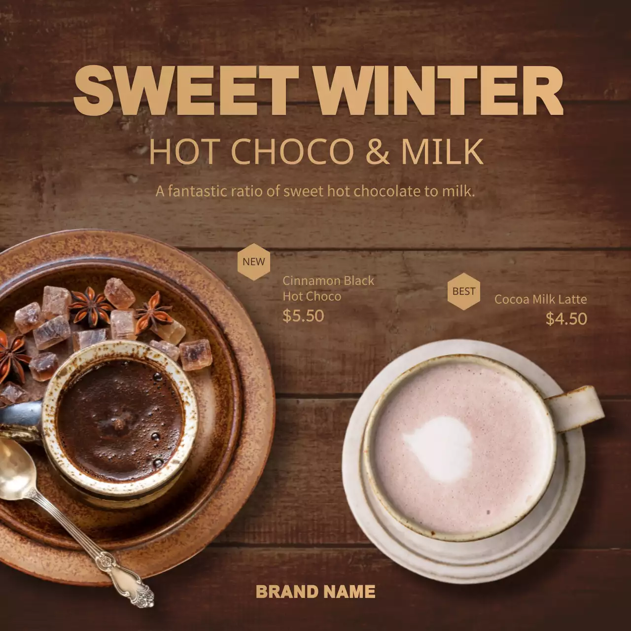 Brown Rustic Hot Chocolate Promotion Instagram Post
