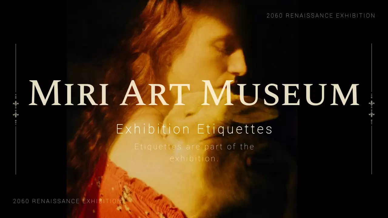 다크 톤의 고급스러운 르네상스와 미술 테마의 관람 기본예절 안내