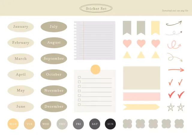 A simple set of stickers for the web in brown tones