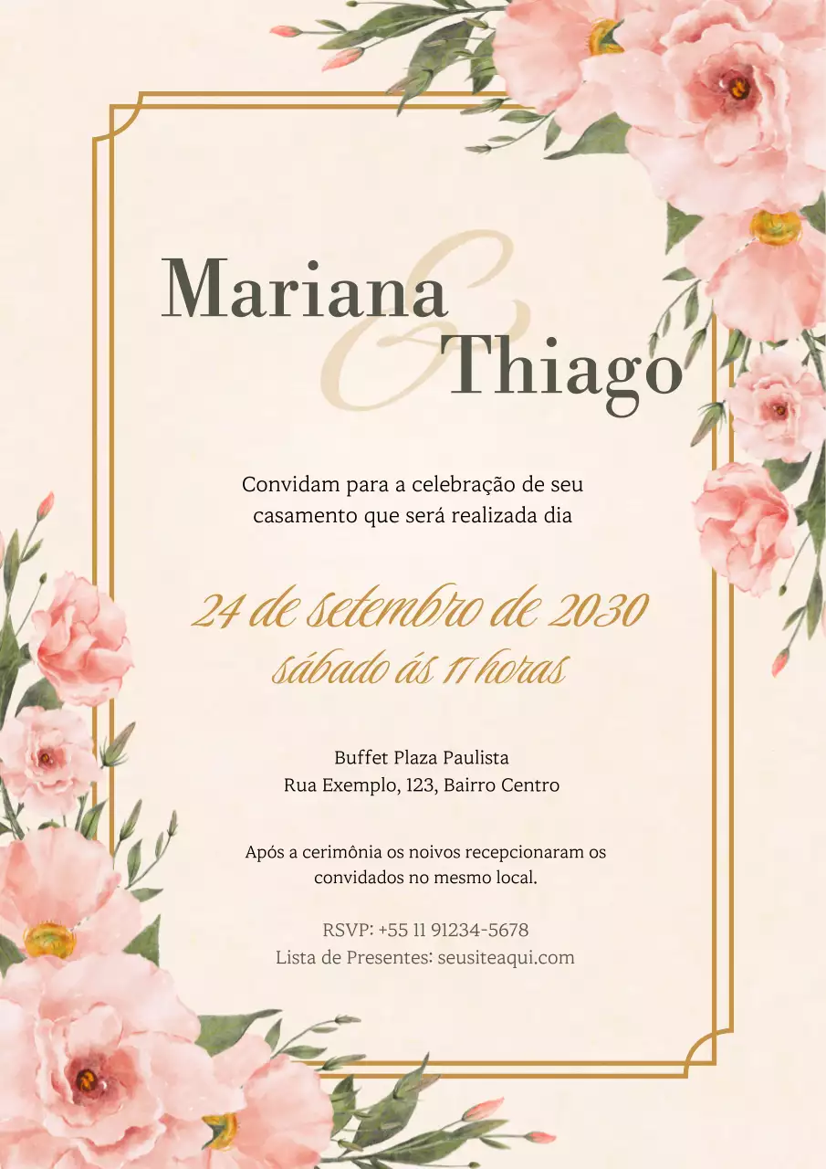Cartaz de convite de casamento elegante rosa