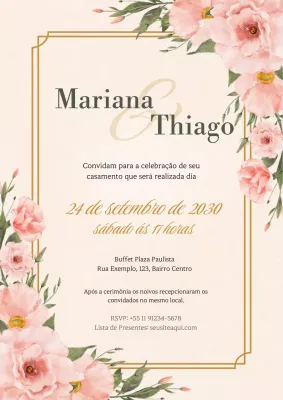 Cartaz de convite de casamento elegante rosa