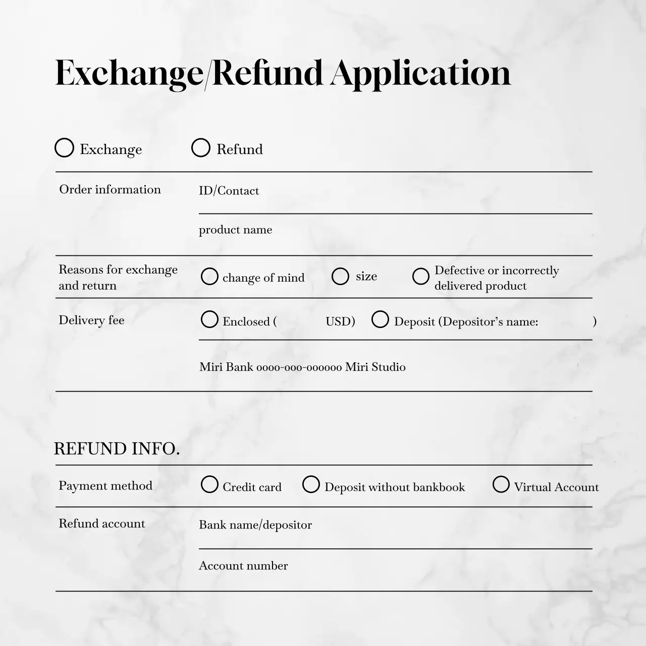 White Elegant Refund Form Instagram Post