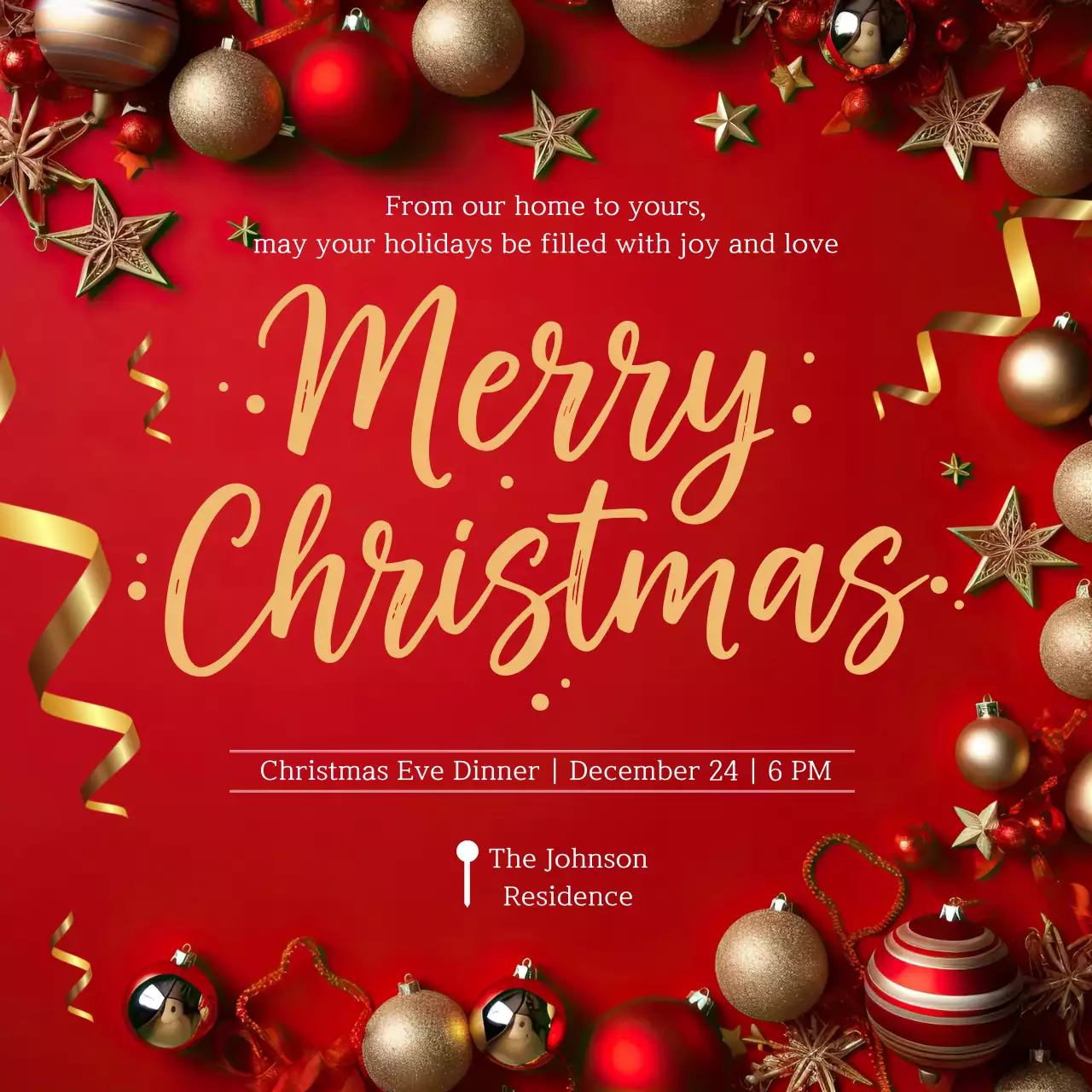 Elegant Holiday Celebration Invitation in Red and Gold