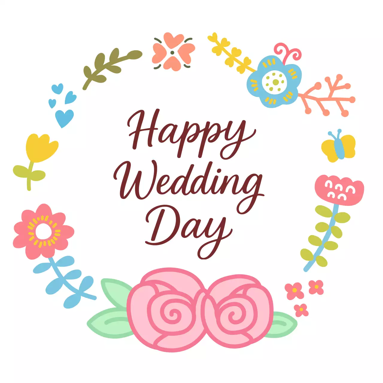 핑크 아기자기한 결혼 초대