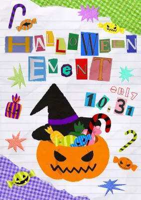 Colorful retro Halloween event announcement