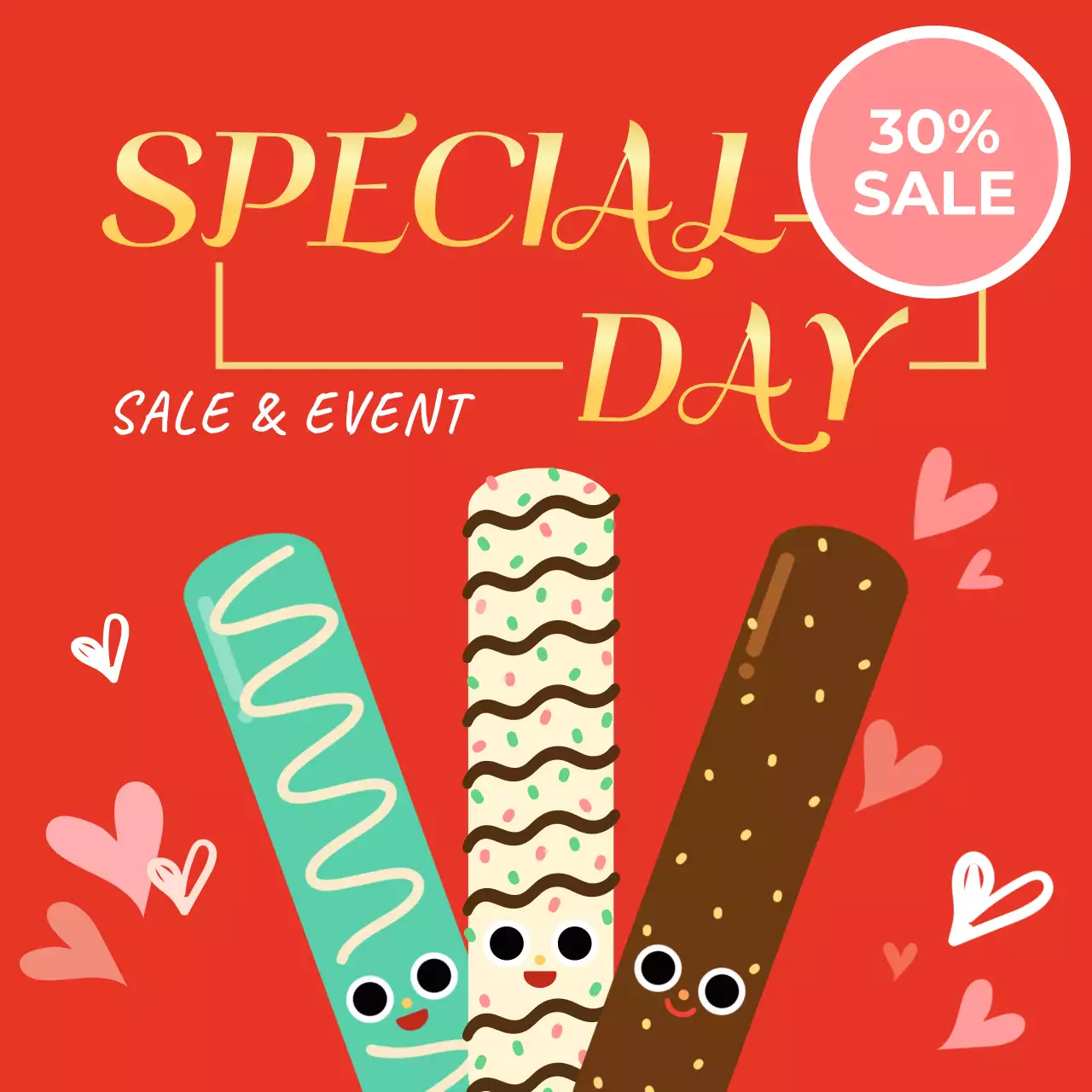 빨강 아기자기한 이벤트 안내