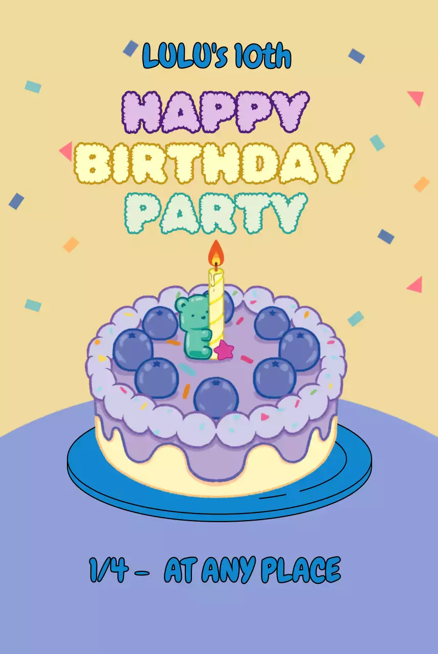 yellow and purple retro birthday invitation