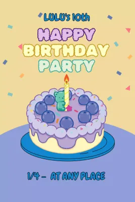 yellow and purple retro birthday invitation