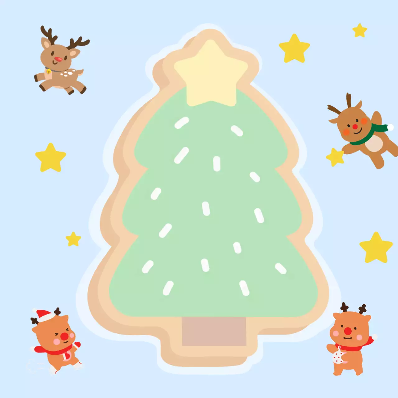 하늘색 배경의 귀여운 크리스마스 트리