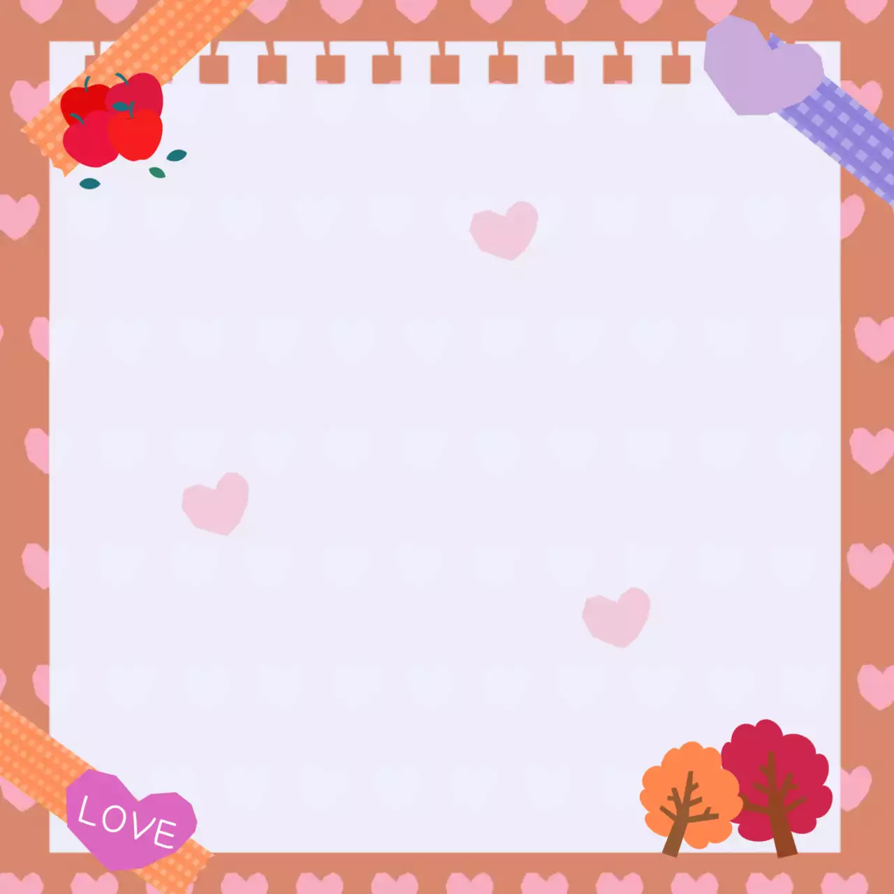 브라운 아기자기한 스티커 문구 프레임