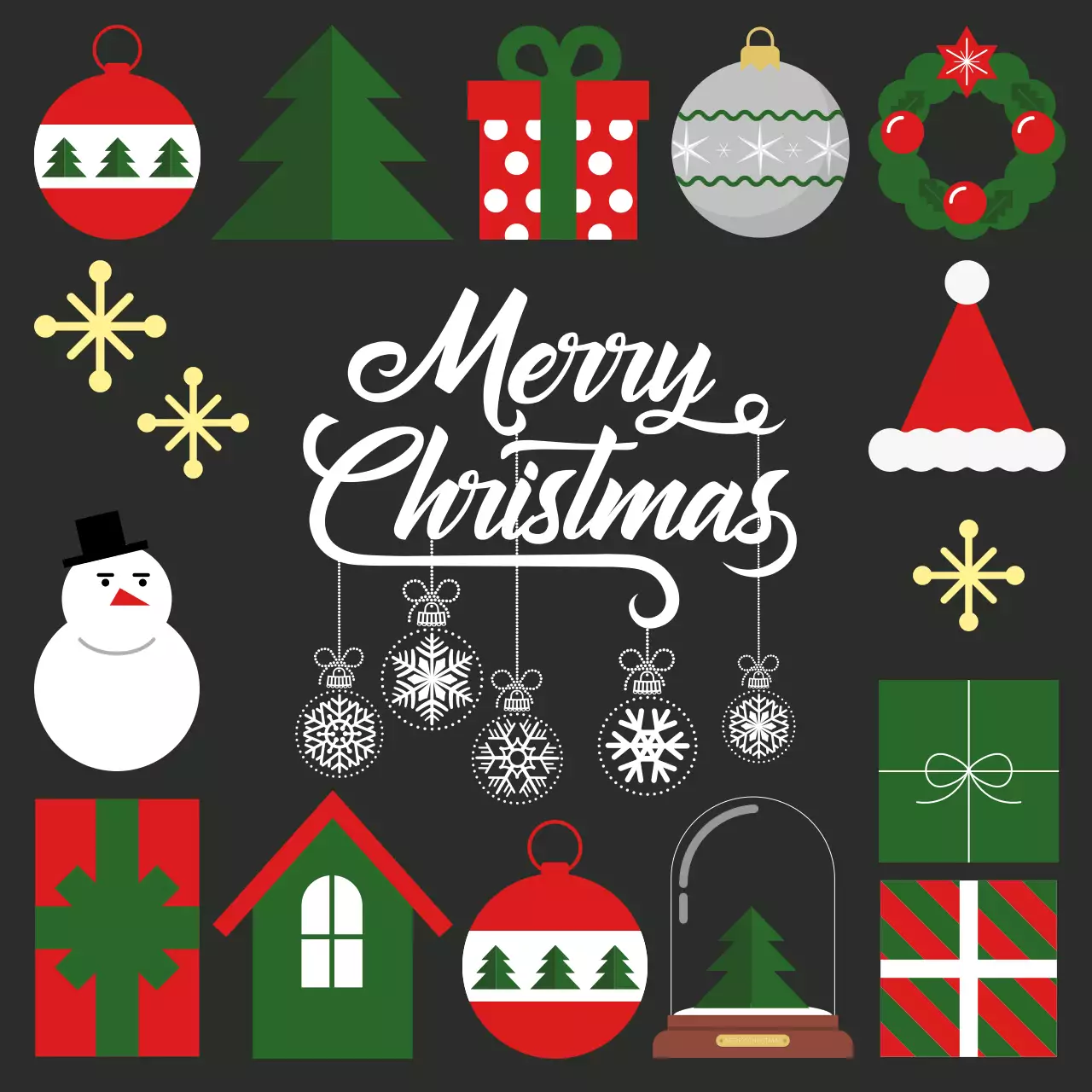 검정 빈티지 크리스마스 카드