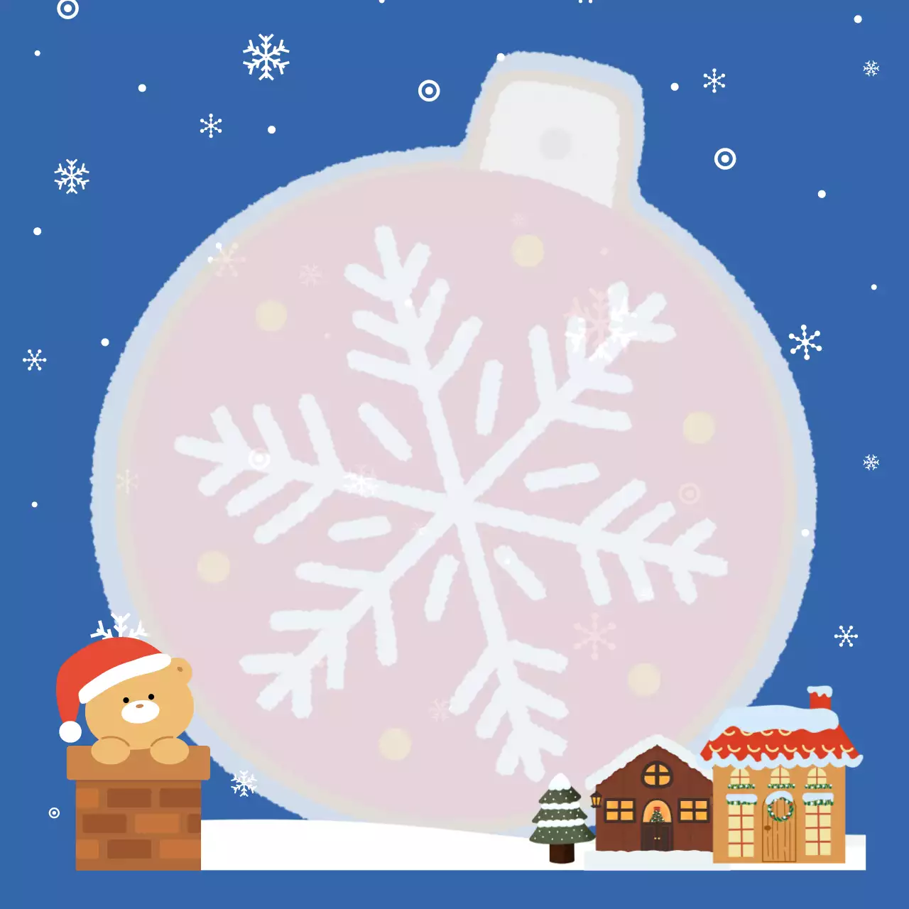 파란 배경의 아기자기한 오너먼트