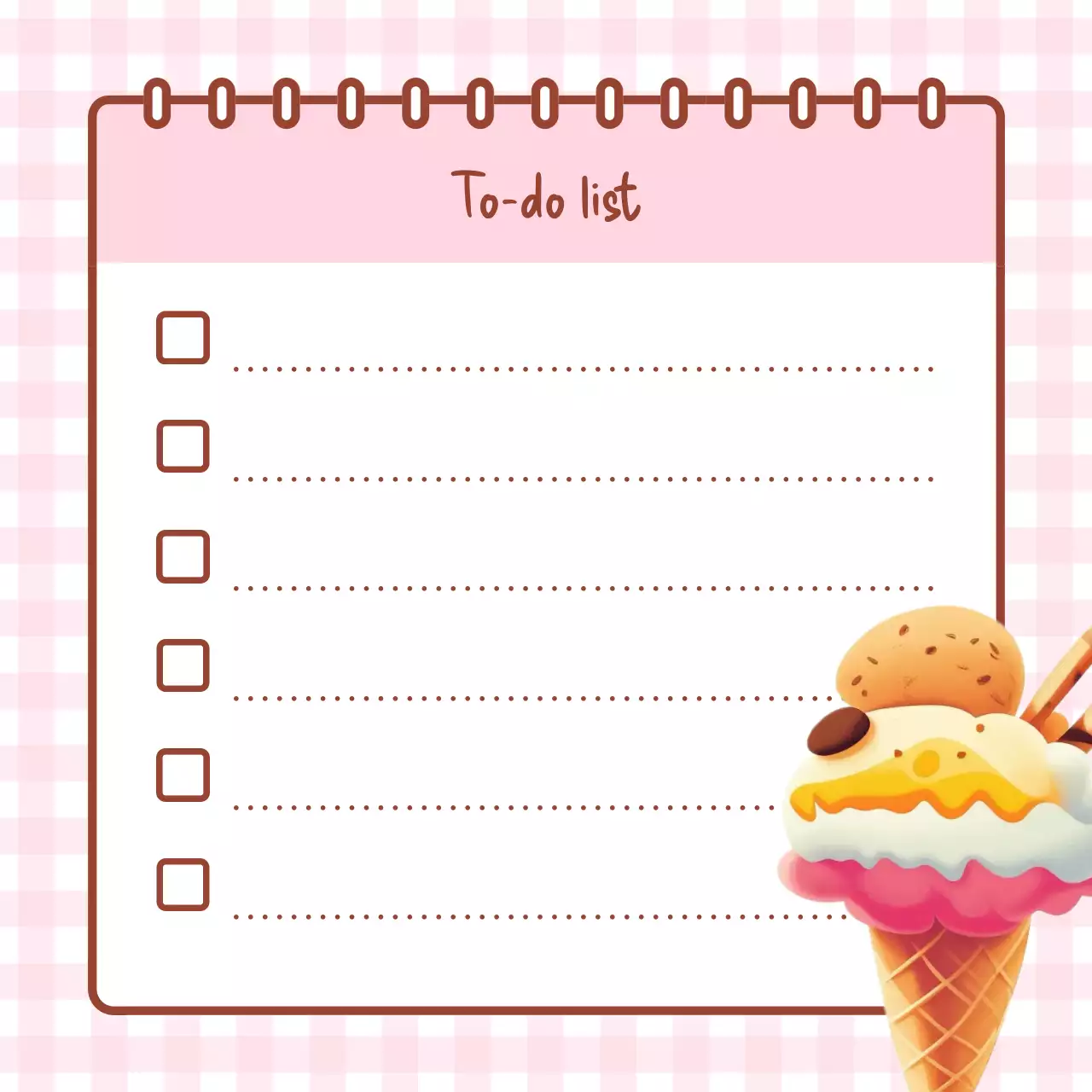 Perencana Daftar Periksa Merah Muda Lucu