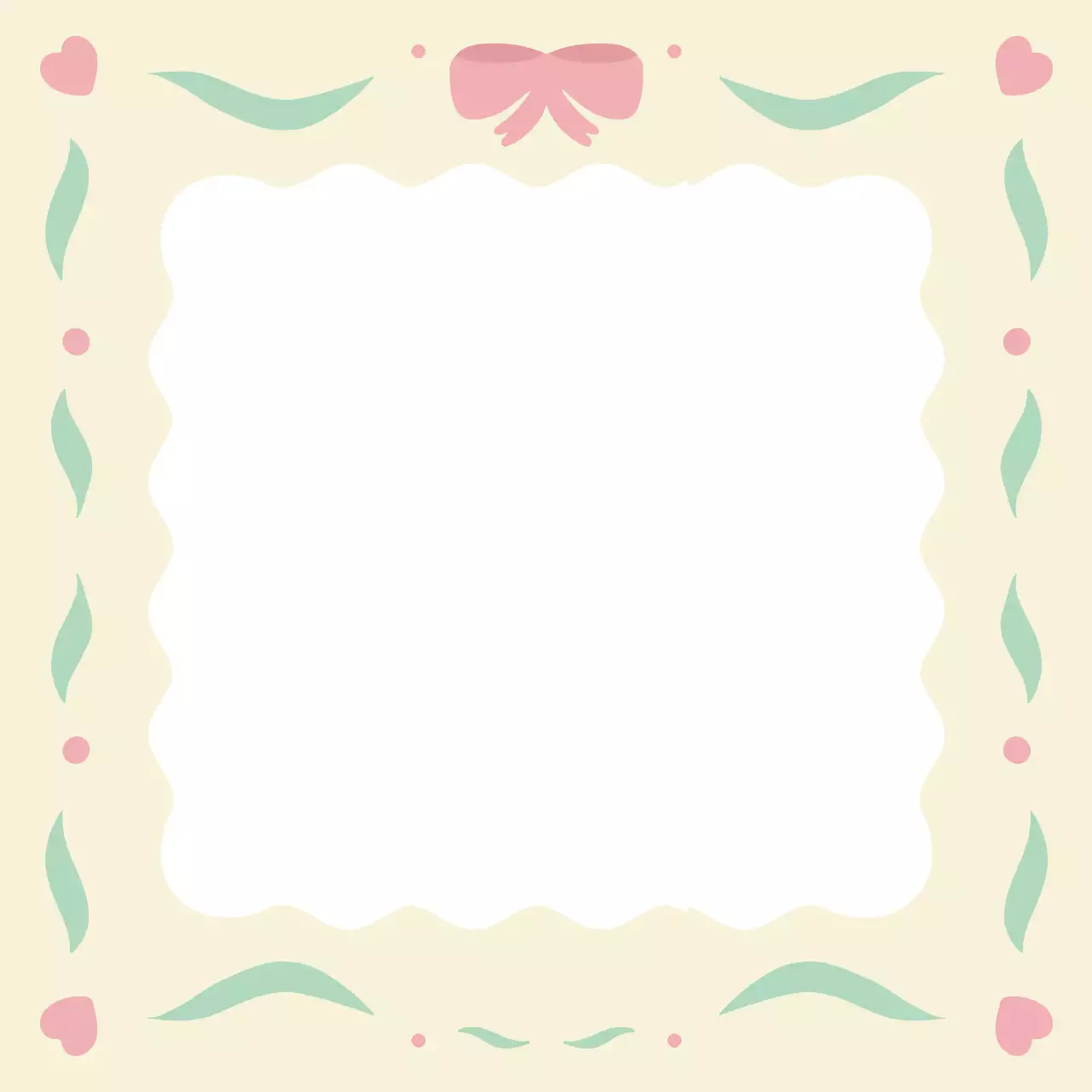 연노랑색의 분홍 하트 리본 프레임