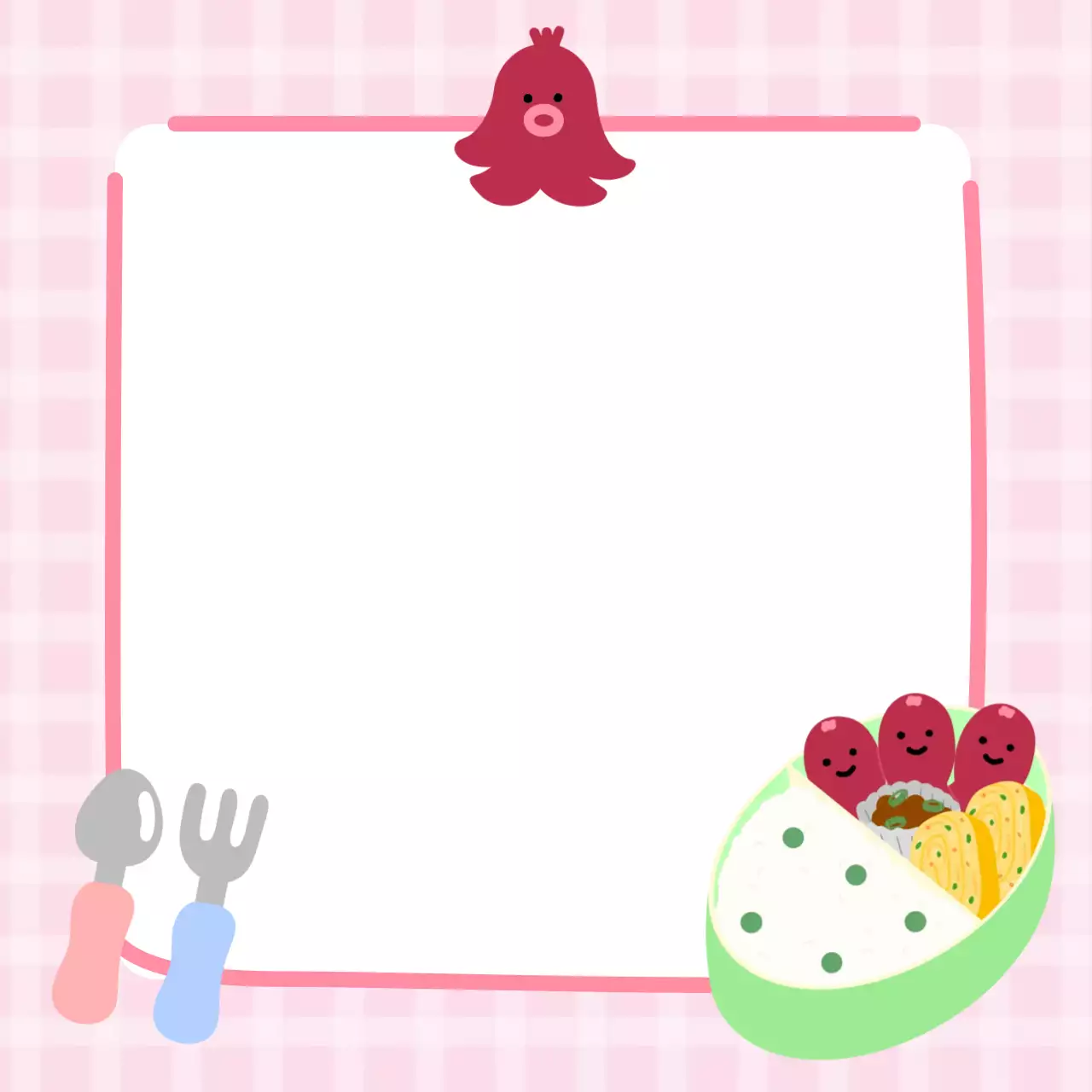 핑크 아기자기한 소풍 도시락 엽서