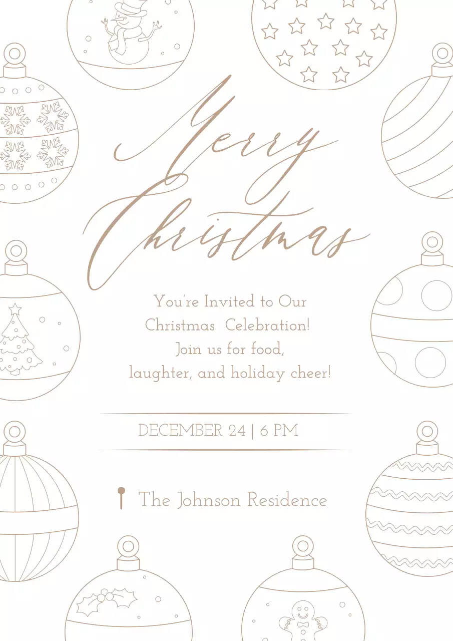 Elegant Beige and Gold Christmas Party Invitation