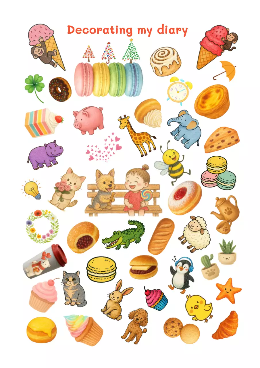 무지개 빛 아기자기 재미있는 'Decorating my diary' 꾸미기