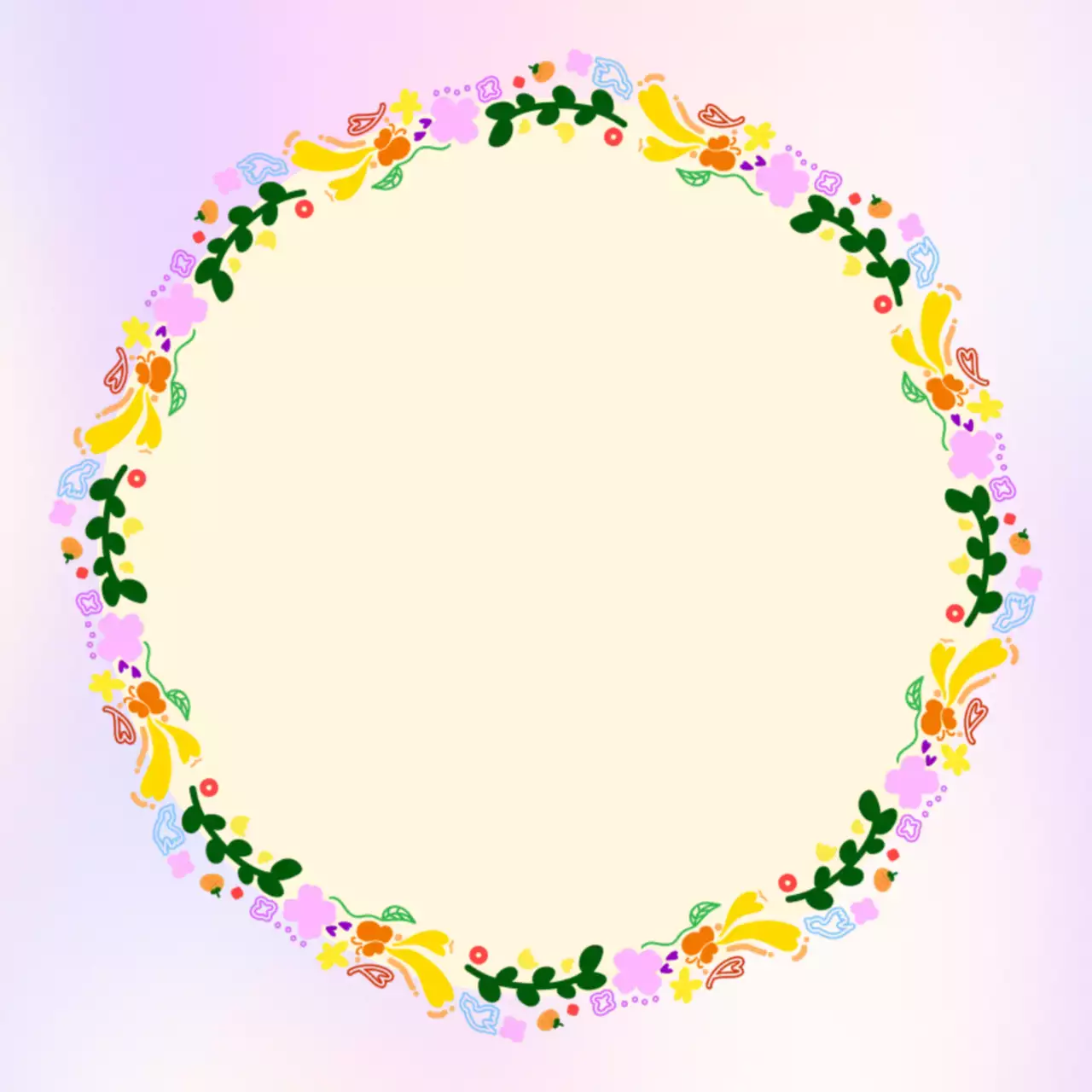 연보라 아기자기한 꽃 하트 장식 엽서