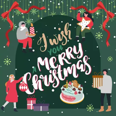 초록 아기자기한 크리스마스 카드