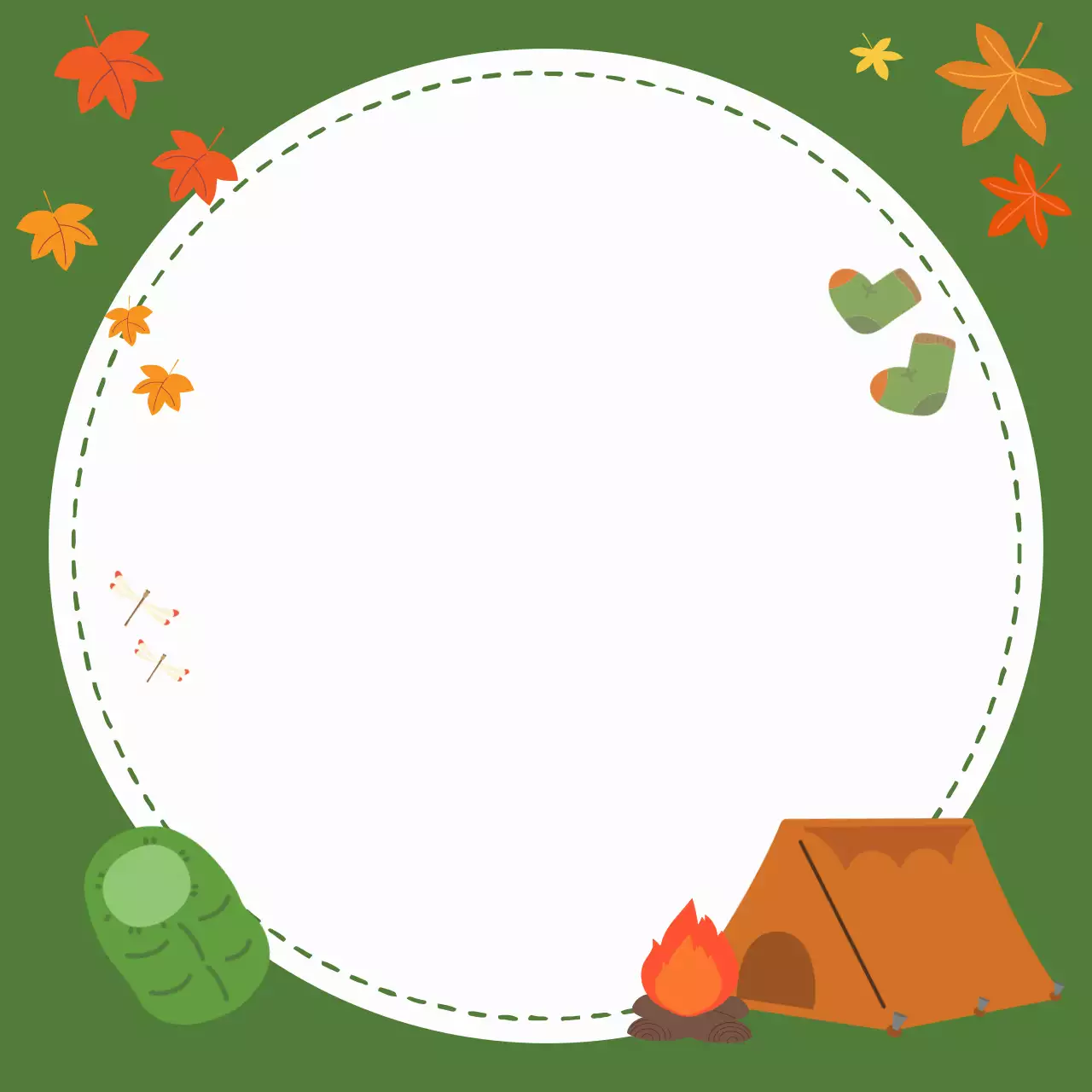 초록 아기자기한 캠핑 포토프레임