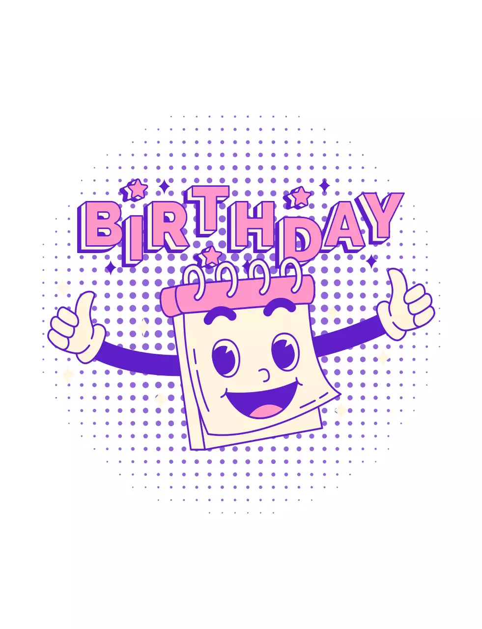 pink And Blue Illustrative Birthday Cute Character