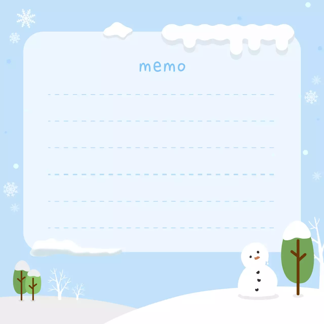 하늘색 아기자기한 겨울 프레임