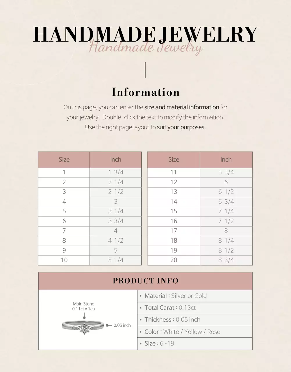 Beige Elegant Jewelry Catalog Poster