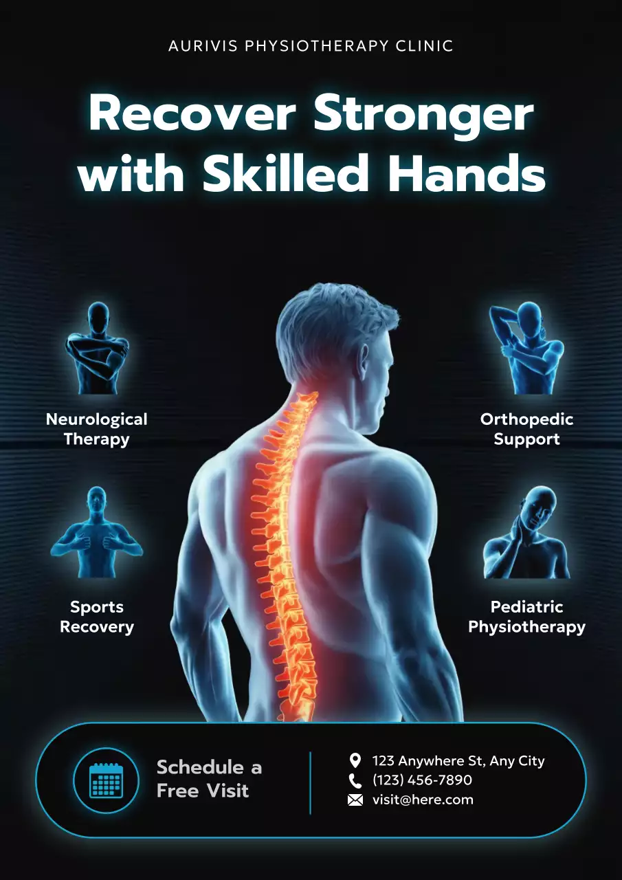 Blue Modern Physiotherapy Promotion Poster